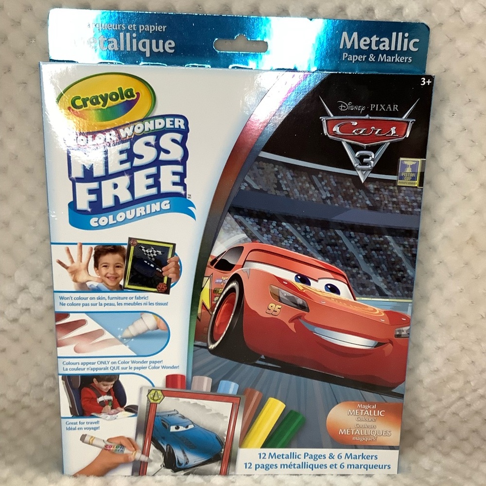 New Crayola Color Wonder Mess Free Coloring Cars 3 Metallic Set Unopened